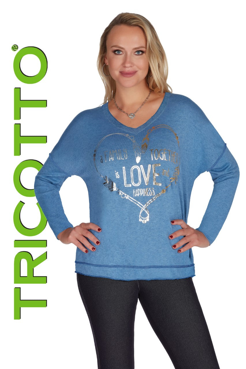 Tricotto Blue Sweater-Buy Tricotto Sweaters Online-Tricotto Clothing Montreal