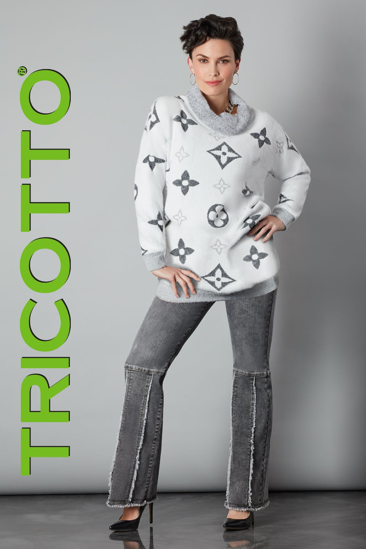 Tricotto Grey Sweater-Buy Tricotto Sweaters Online-Online Sweater Shop-Tricotto Clothing Montreal
