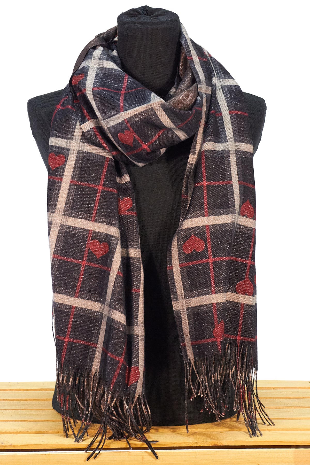 Black Plaid Scarf in wool blend