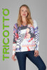 Tricotto Lightweight knit sweater with floral print on front & back