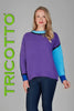 Tricotto purple black sweater with black sequin trim detail