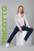 Tricotto mock neck pink sweater with fashion print detail on front & back