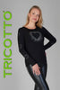 Tricotto Black sweater with silver sequin heart detail on front