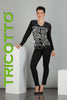 Tricotto Black long sleeve t-shirt with front silver print detail