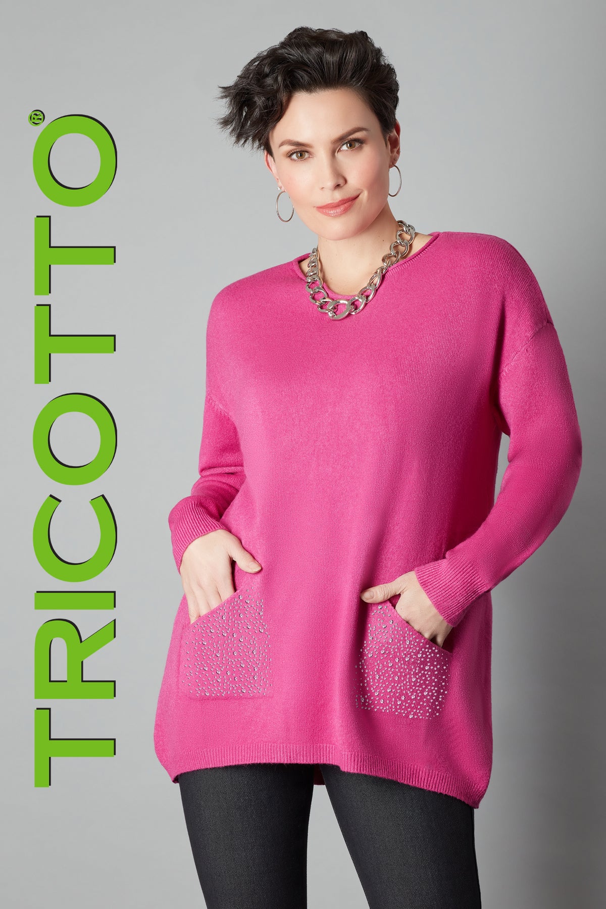 Buy Tricotto Sweaters Online-Tricotto Fuchsia Sweater-Tricotto Clothing Montreal-Online Sweater Shop