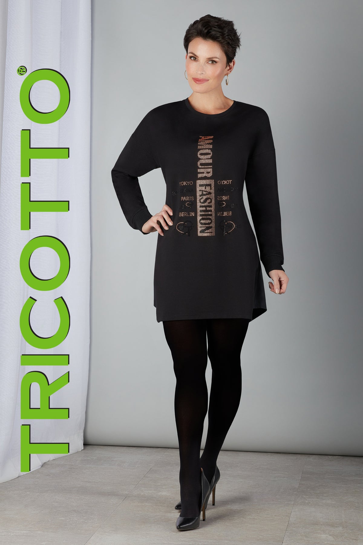 Tricotto Black-gold Dress-Buy Tricotto Dresses Online-Tricotto Clothing Montreal