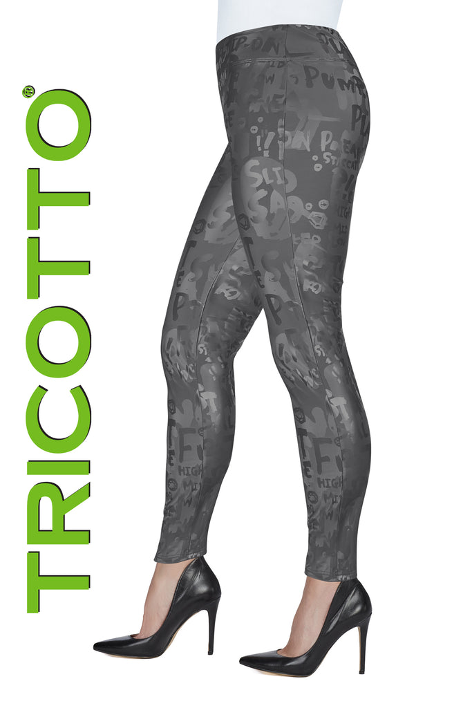 Tricotto Grey Leggings-Tricotto Printed Leggings-Buy Tricotto Leggings Online-Tricotto Clothing Montreal