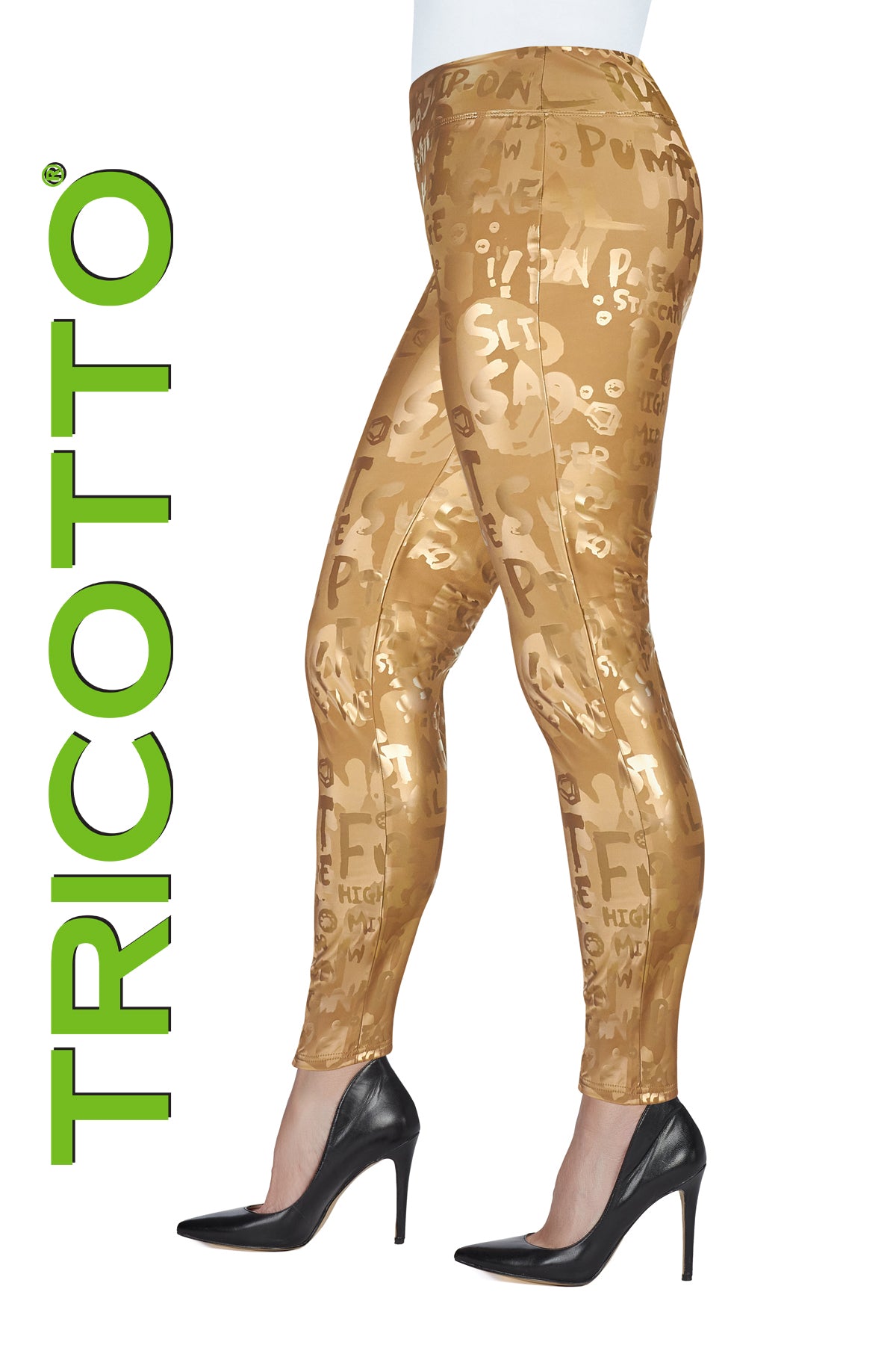Tricotto Gold Leggings-Tricotto Leggings-Buy Tricotto Leggings Online-Tricotto Clothing Montreal
