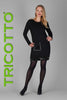 Tricotto Black Dresses With Pearl Pocket and back Lace Detail