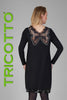 Tricotto Black Dresses With Pearl Pocket and back Lace Detail