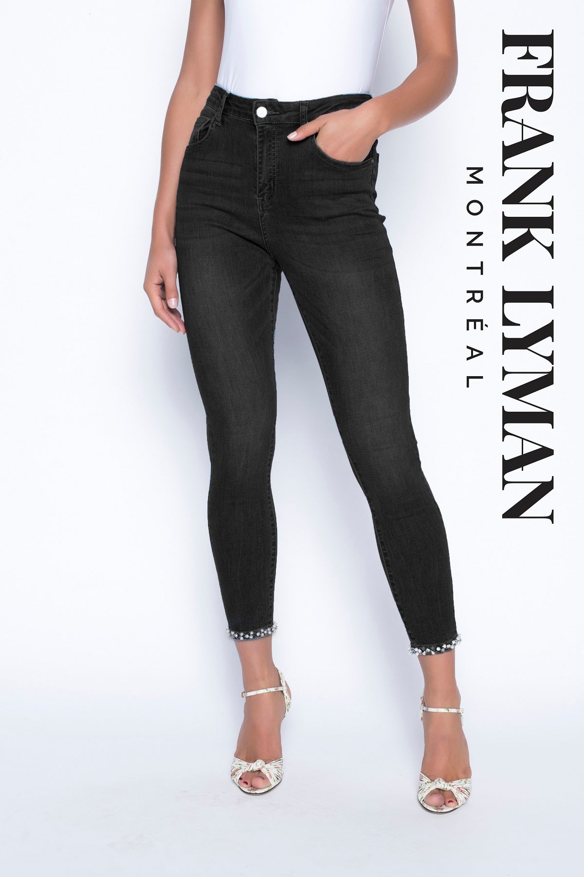 Frank Lyman Montreal Black Pearl Bow Detail Jeans
