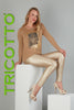 Tricotto Textured knit gold sweater with fashion print on front