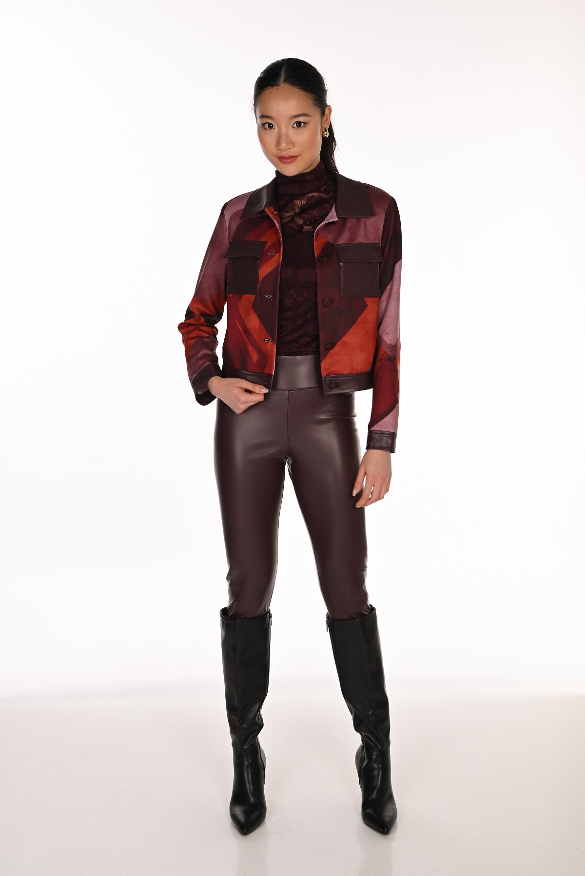 Pantalon haut de gamme végane tricoté souple à coupe ajustée, fabriqué au Canada. Frank Lyman 213684