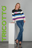 Tricotto Sweater with front amour print in bright vivid strip pattern on front and back