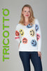 Tricotto Off white sweater with sequin multi colored heart detail 