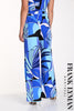 Frank Lyman Montreal Royal blue-purple printed palazzo pant with belt and pull on waistband