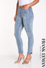 Frank Lyman Montreal Light Blue Belted Slightly Distressed Blue Jeans