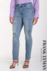 Frank Lyman Montreal High Rise Relaxed Leg Blue Jeans With Sequin Heart Detail