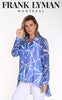 Frank Lyman Montreal Hi low Blouse In Blue off white Print