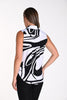 Frank Lyman Montreal Off white black sleeveless tunic with embellished front zipper detail