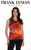 Frank Lyman Montreal Orange Royal sleeveless camisole with sheer detail on shoulder