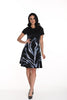 Frank Lyman Textured knit a-line dress in black blue with exposed back zipper