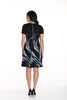 Frank Lyman Textured knit a-line dress in black blue with exposed back zipper