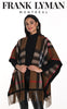 Frank Lyman Montreal Checkered Poncho Sweater In Wool Blend with Fringed bottom