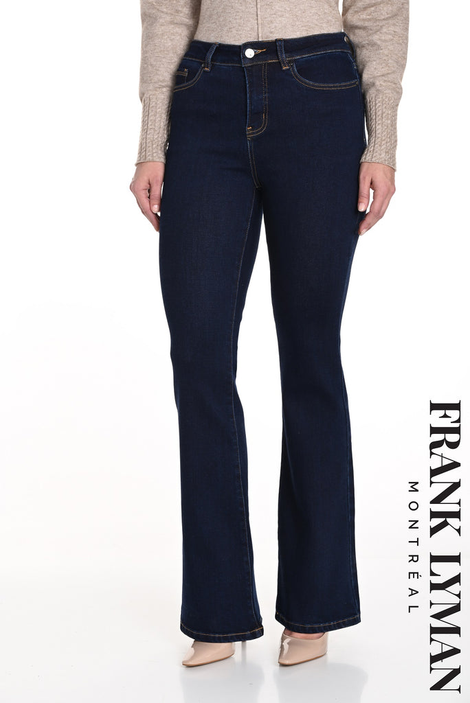 Frank Lyman Montreal High Waisted Bootcut Jeans With Gold Stitch Detail with 34 inch inseam