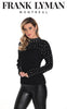 Frank Lyman Montreal White Pearl Fitted Sweater In Black and Fuchsia