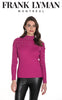 Frank Lyman Montreal White Pearl Fitted Sweater In Black and Fuchsia