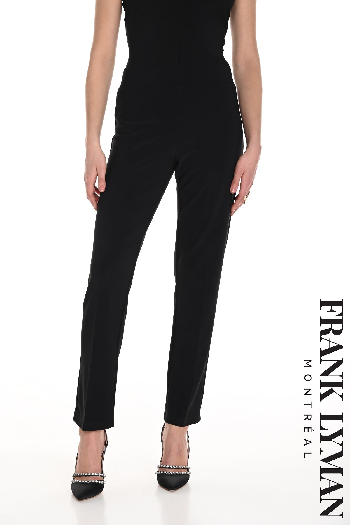 Frank Lyman Montreal High Rise Pull on Black Pant with back bow detail