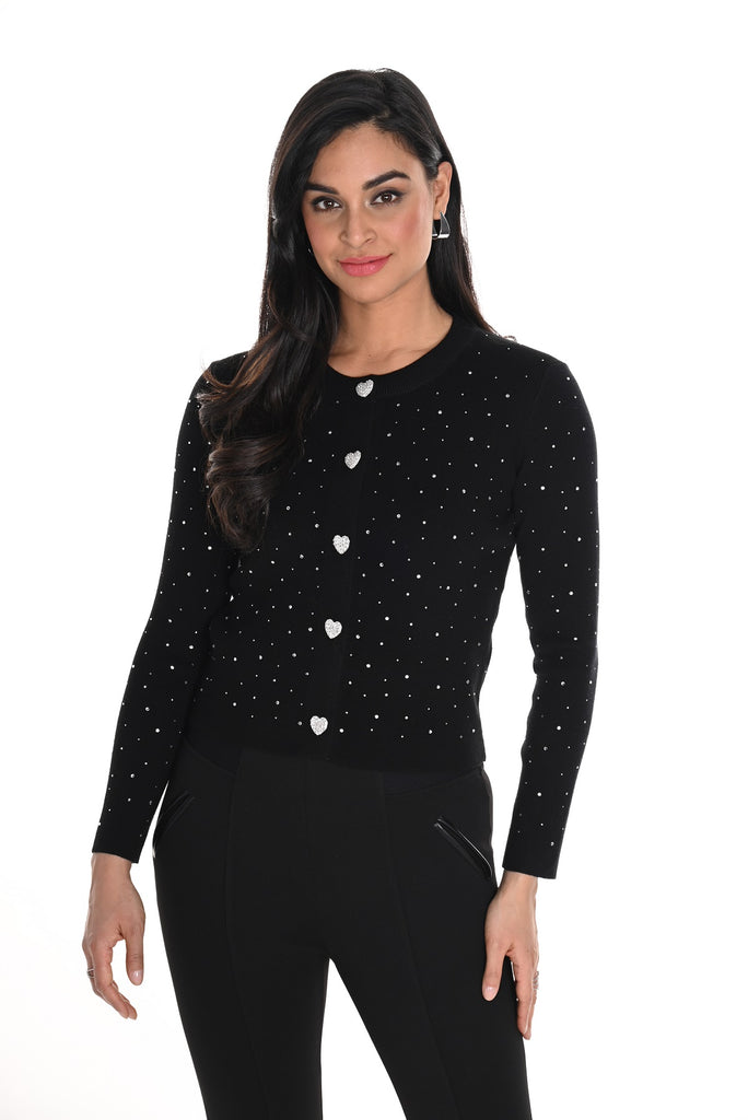 Best Fitting Cardigan Sweater With Striking Silver Stone Detail. Style 244611U