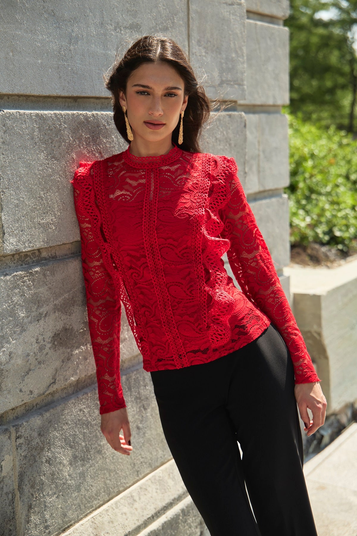 Frank Lyman Montreal Red lace top with separate camisole