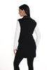 Frank Lyman Black Textured knit vest with collar and crystal stone detail