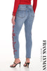 Frank Lyman Light blue jeans with red sequin applique detail