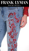 Frank Lyman Light blue jeans with red sequin applique detail