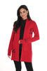 Frank Lyman Montreal Blue based red open front cardigan with slash pockets and fashion print detail