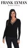 Black sweater with crystal stone neckline and cuff detail