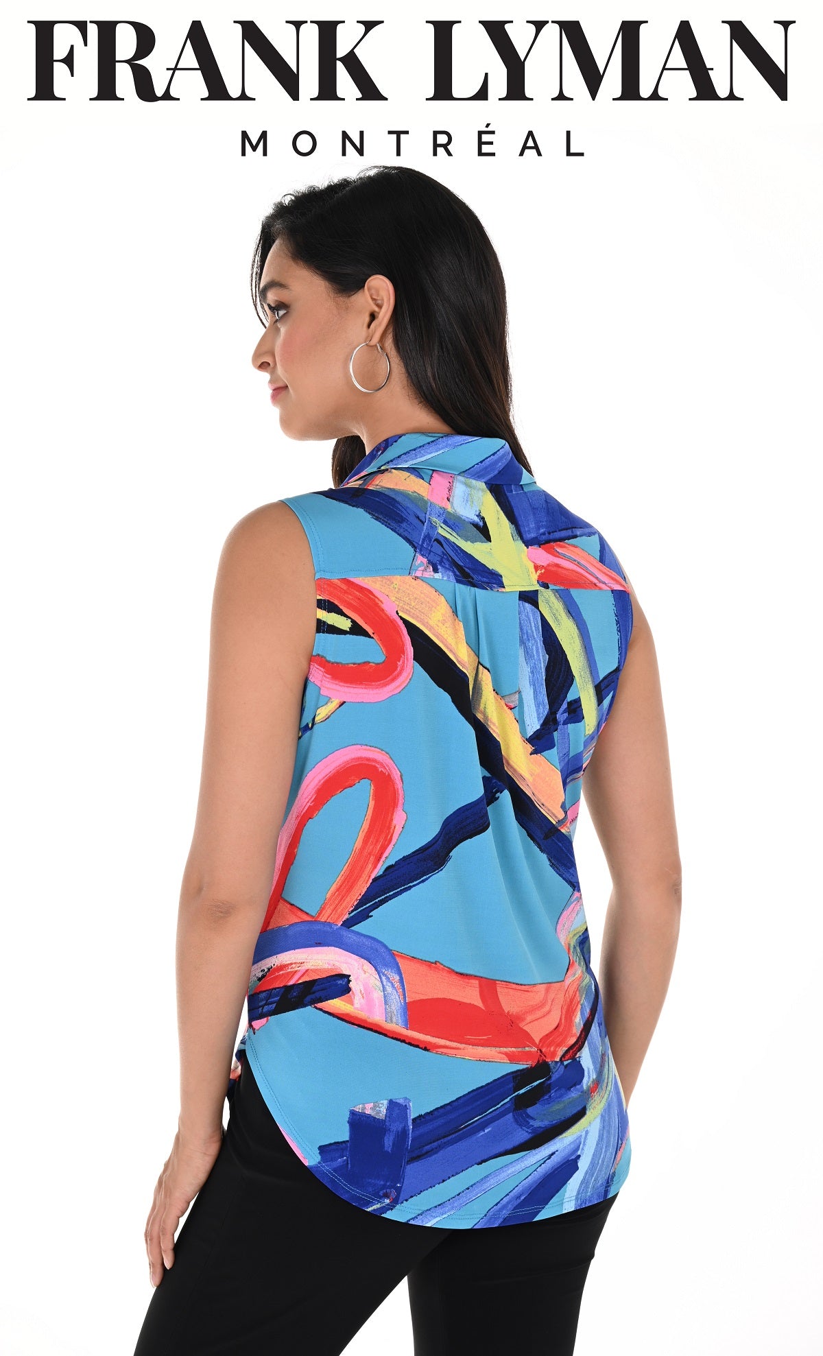 Frank Lyman Montreal Sleeveless Multi Colored Tunic With Embellished Zipper