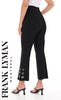 Frank Lyman Montreal Cropped Silver Grommet Pull  On Black Pant