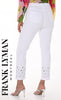 White Jeans With Sequin Hem Cutout Detail-Frank Lyman Montreal White High Waisted Jeans With Sequin Frayed Hem Cutout Detail