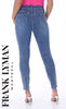 Frank Lyman Montreal Denim Blue Jeans With Sequin Milan Print Detail On Front
