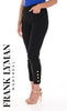 Frank Lyman Montreal Stretch Knit Black Pant With Gold Button Detail