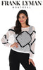 Frank Lyman Montreal Fishnet Sweater With Crystal Stone Detail 
