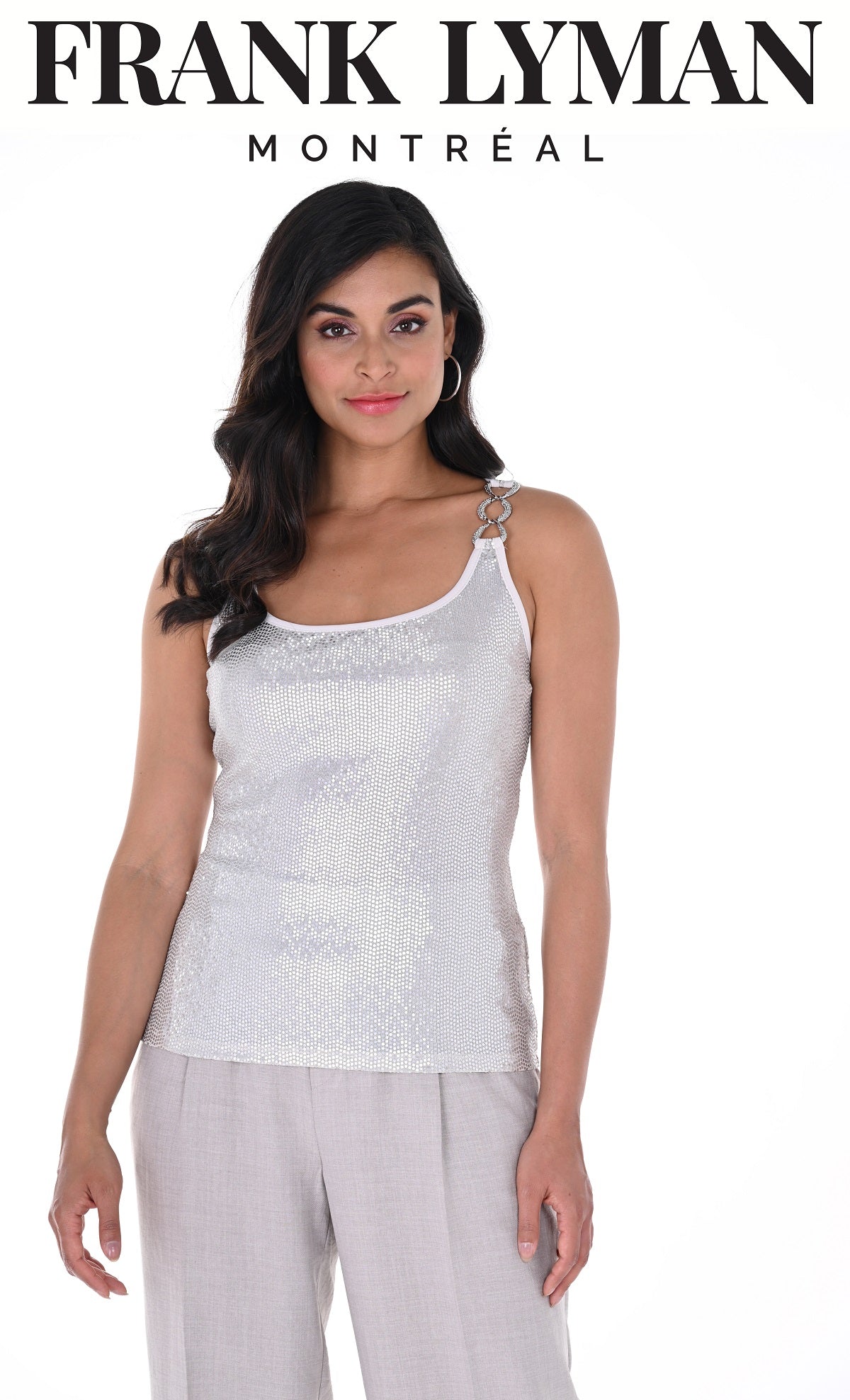 Frank Lyman Montreal Champagne Metallic Camisole With Shoulder Detail