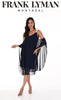 Frank Lyman Montreal Navy Chiffon Cocktail Dress With Open Embellished Shoulder