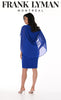 Frank Lyman Royal Blue Cocktail Dress With Attached Sheer Overlay