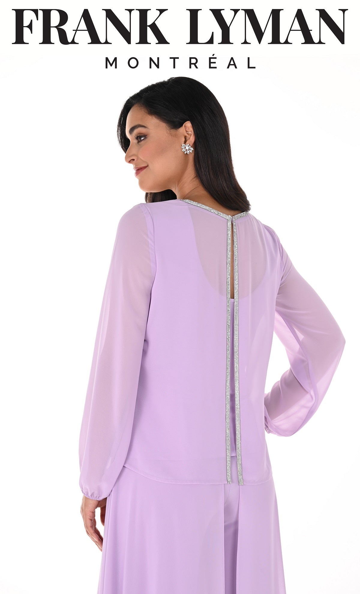 Frank Lyman Montreal Amethyst Evening Top with Back Embellished Detail