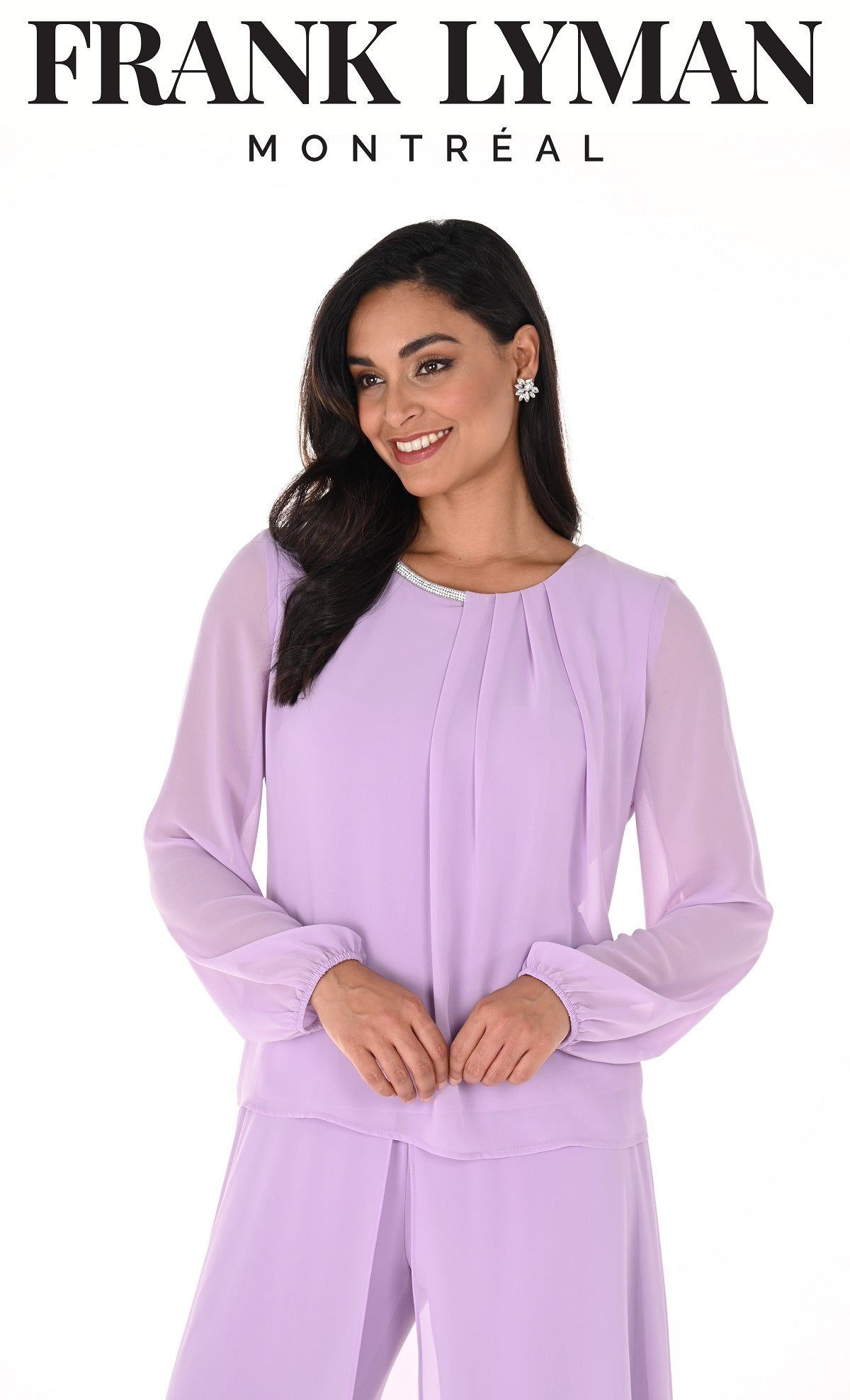 Frank Lyman Montreal Amethyst Evening Top with Back Embellished Detail